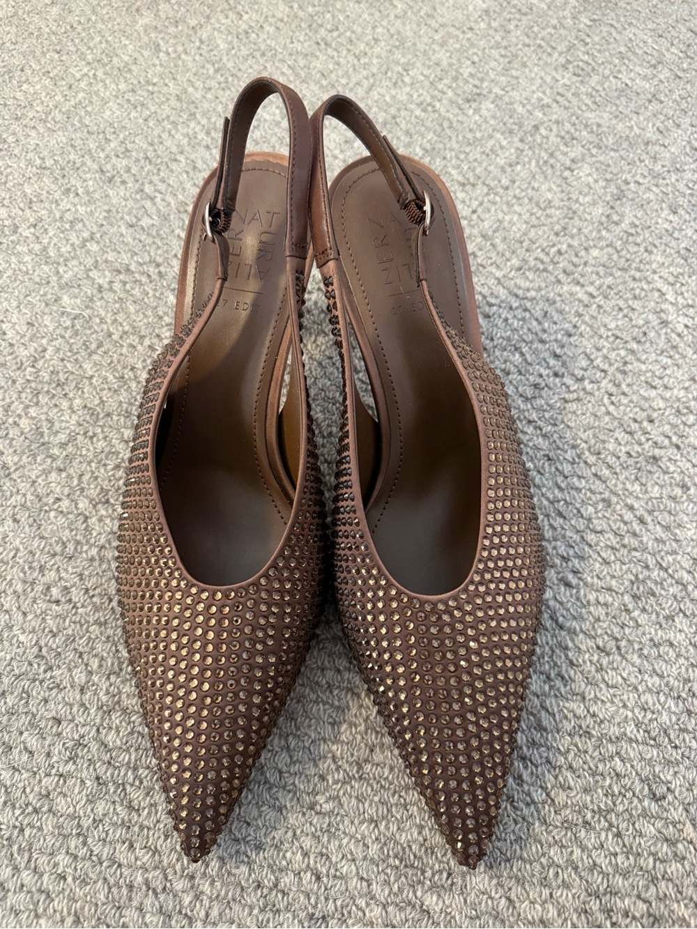 Naturalizer Brown Rhinestone Pointed Slingback Heels
